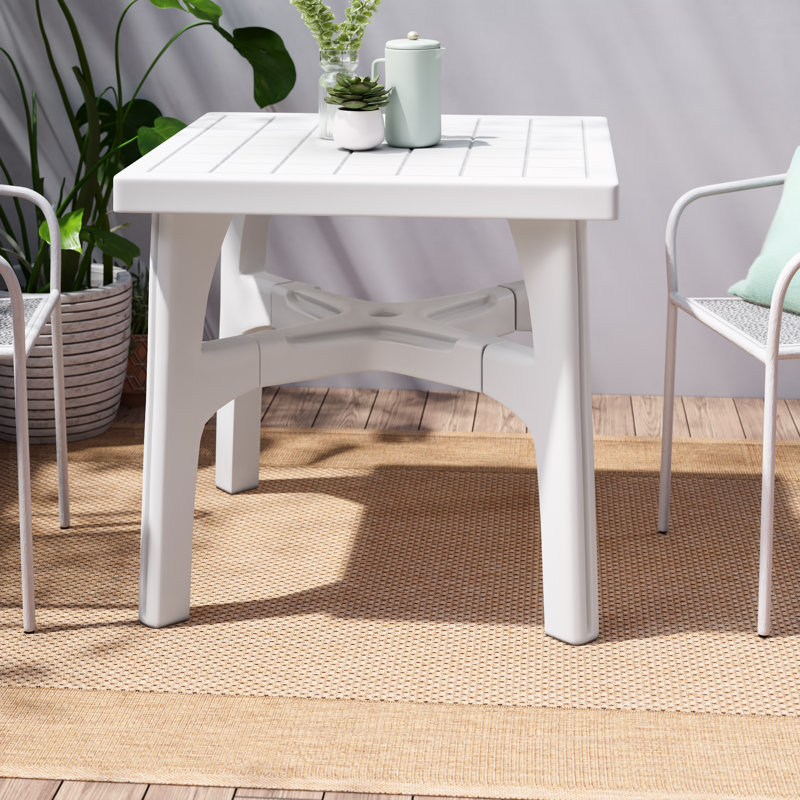 Minnesota Square Outdoor Dining Table With Umbrella Hole , 80cm cm W 80cm cm D, White