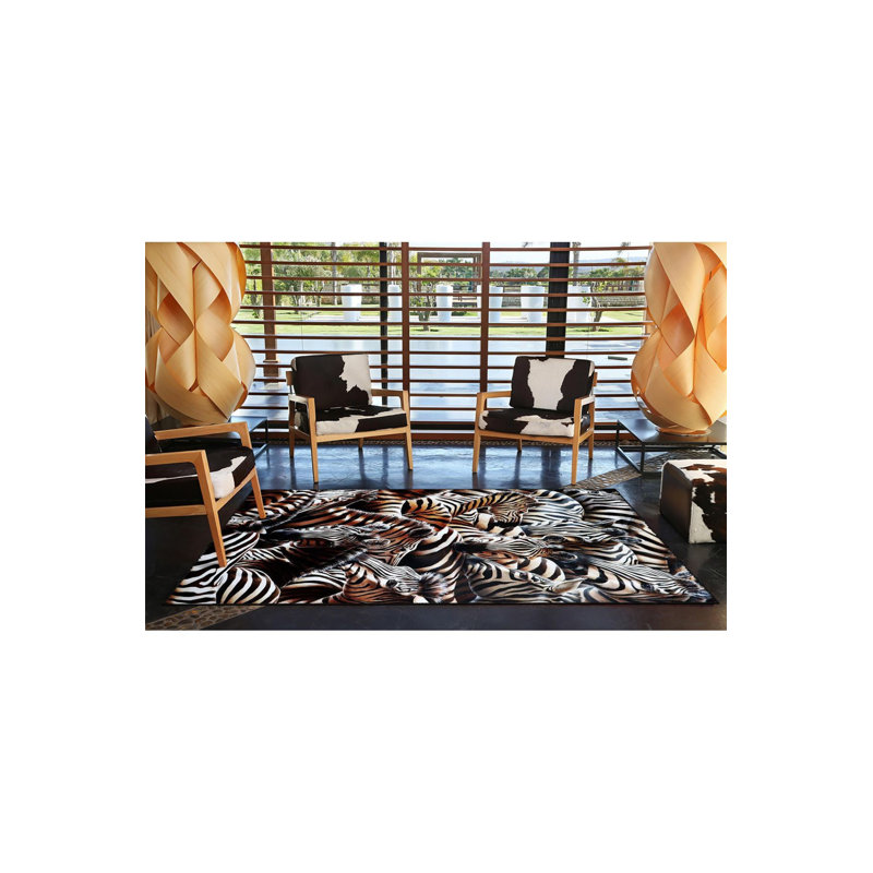 Tapis décoratif noir à motif zébré noir, Tapis de couloir 3 pi 3 po x 9 pi 10 po