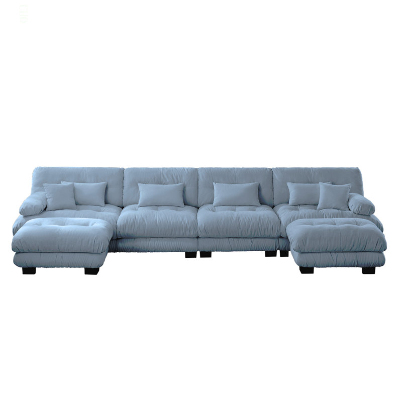 Canapé modulaire à combinaison libre, canapé en forme de U pour le salon, canapé confortable à 4 places avec 2 repose-pieds, chenille