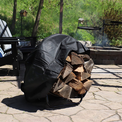 Indoor or Outdoor Steel Firewood Log Hoop with Black PVC Cover - 24" - 300-lb Capacity