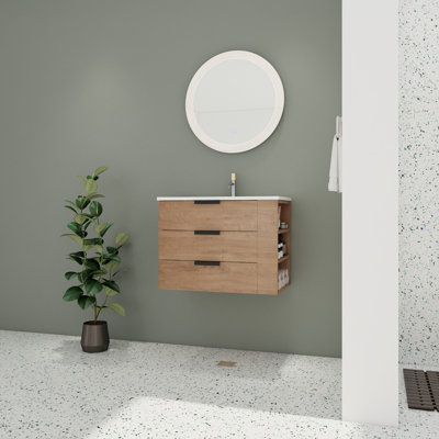 30.47'' Single Bathroom Vanity with Resin Top