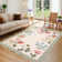 Farmhouse Floral Machine Washable Rug with Non Slip TPR Backing, Soft Non Shedding Scalloped Carpet, Low Pile Thin Floor Mats