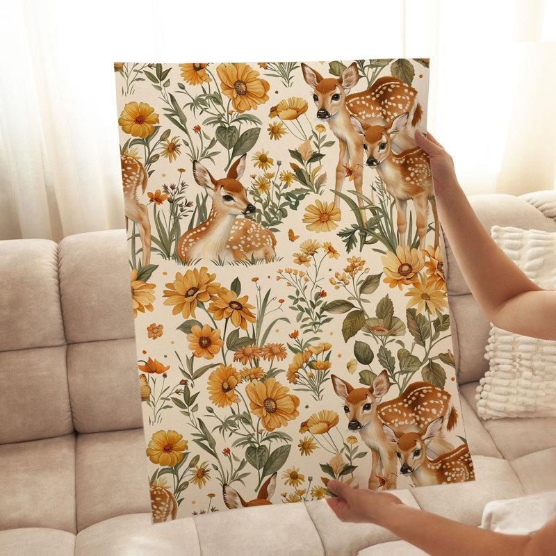 Animals Deer Pattern III Cottage Unframed Art Print, 36" H x 24" W