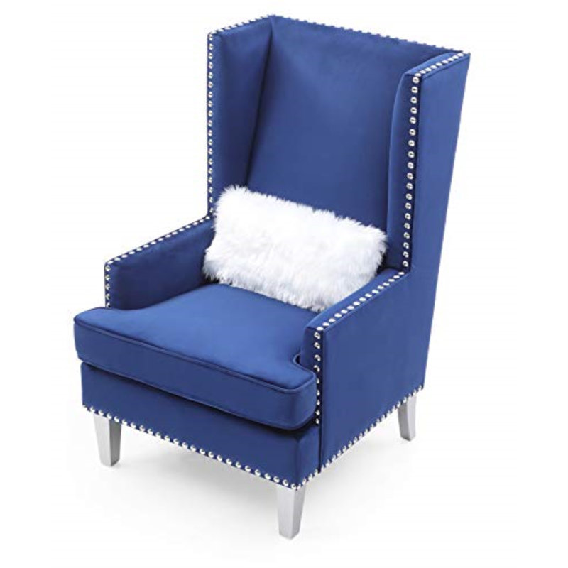 Fauteuil d'appoint Elliot Glory Furniture Wilshire, Velours bleu