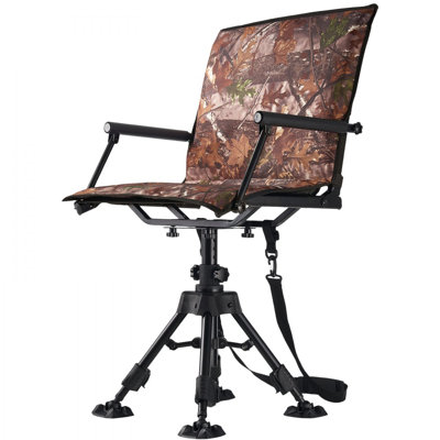 Fauteuil de chasse, pivotant à 360 °, fauteuil roulant portable pliable, tabouret de sol en acier robuste avec accoudoirs, housse, pieds anti-évier, hauteur réglable, capacité de camping de 350 lb