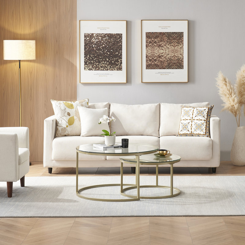 Frame Coffee Table, Clear, Nano Gold, Glass