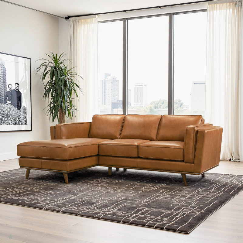 Canapé modulaire en cuir véritable Chase, Orienté à gauche (vu de face)