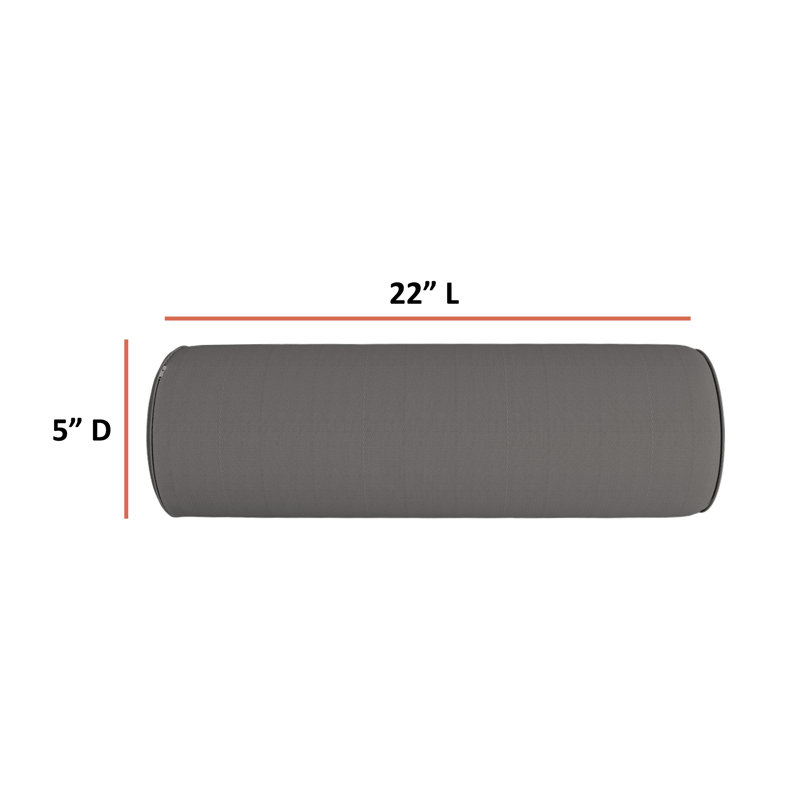 Round Cervical Roll Cylinder Bolster Cushion Cover, Ergonomic Design for Head Neck Back Spine Leg, 22" W x 5" D, Gray