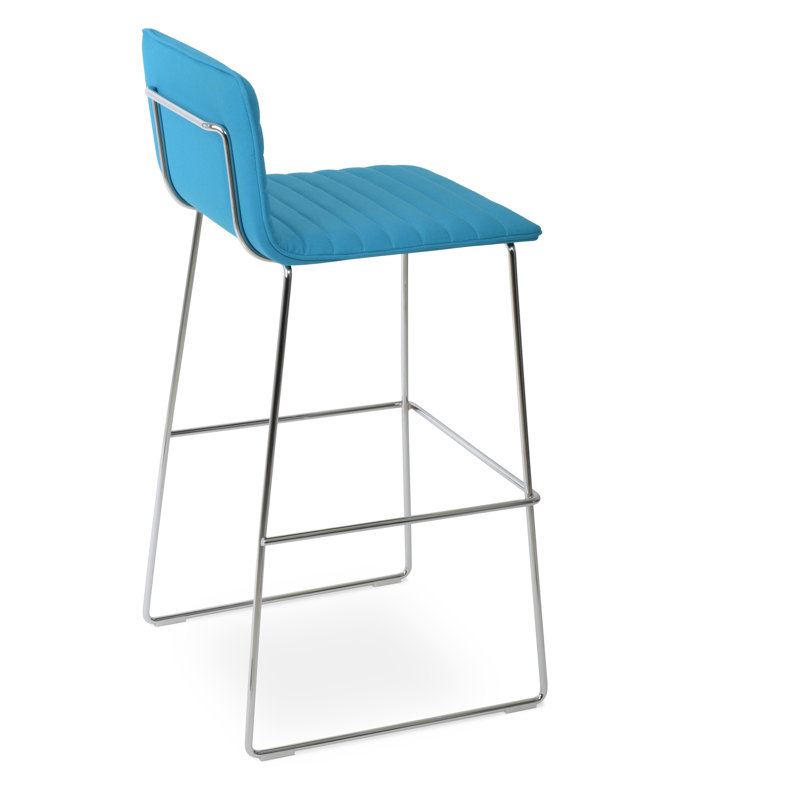 Corona HB Wire Full UPH Bar & Counter Stool in Fabric, Turquoise, Bar Stool (30" Seat Height)