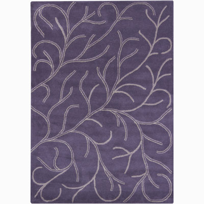 Adairsville Authentic Hand-Tufted Handmade Deep Purple & Light Grey Modern Abstract Wool Area Rug