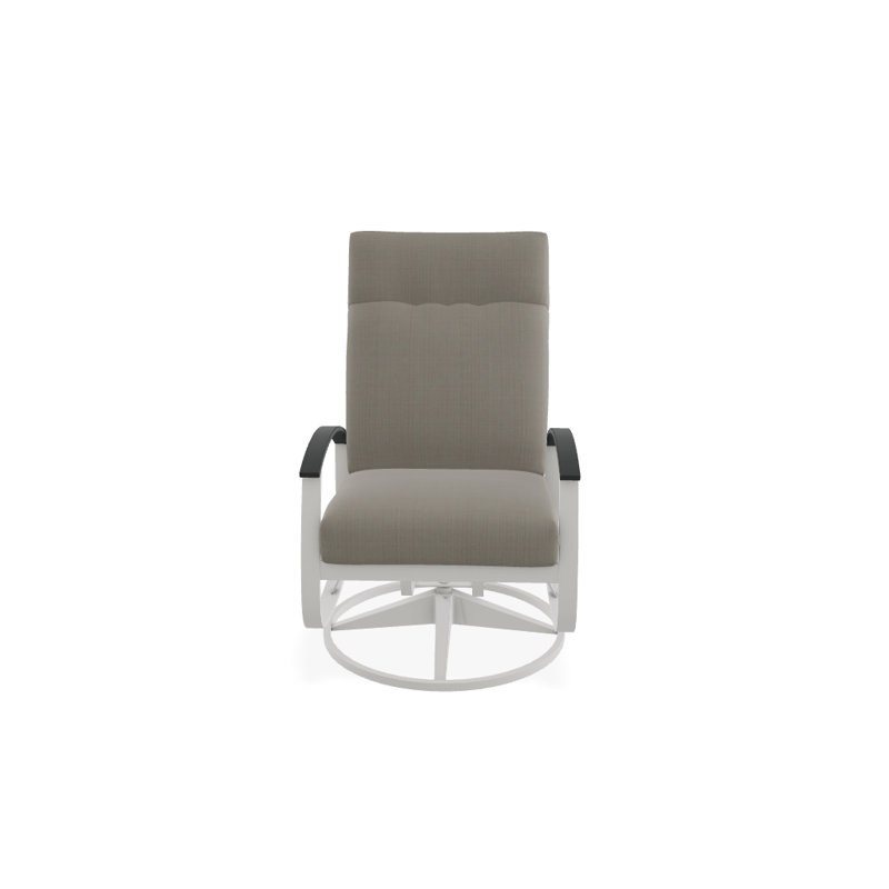 Belle Isle Outdoor Rocker Chair, Blue/White Stripe, Classic Graphite P30, Textured Snow