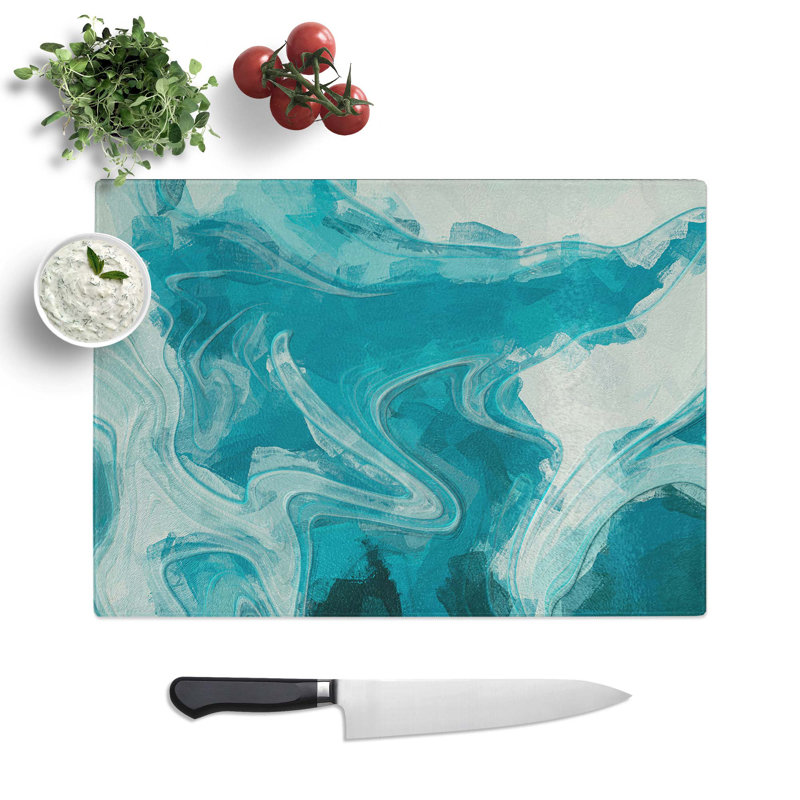 Tempered Glass Sea Dreams Chopping Board, 28.5 cm W x 20 cm L