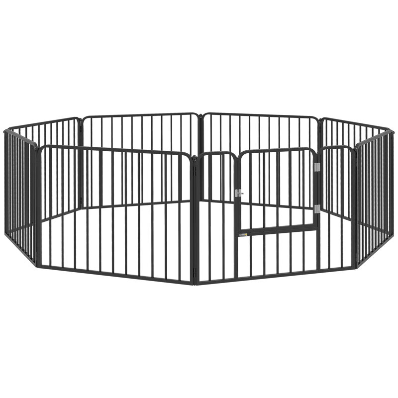 Panel Steel Pet Barrier With Door, 60cm H x 164cm W x 164cm D