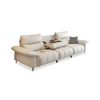 White Genuine Leather Modular Sofa cushion Fourseat