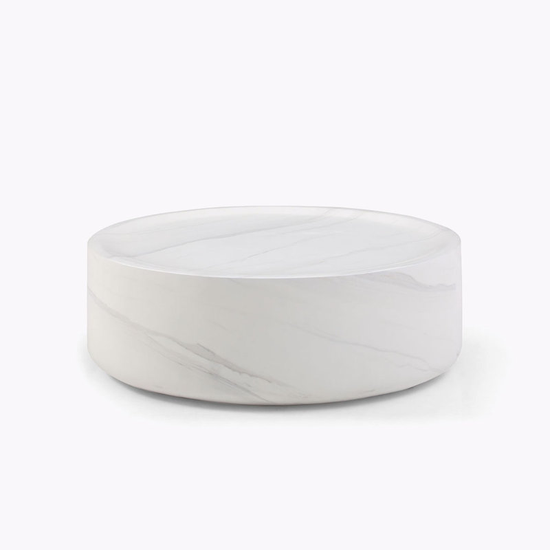 Coffee Table,Cocktail table,Living room table with Round top, White, 12" H x 31.49" L x 31.49" W