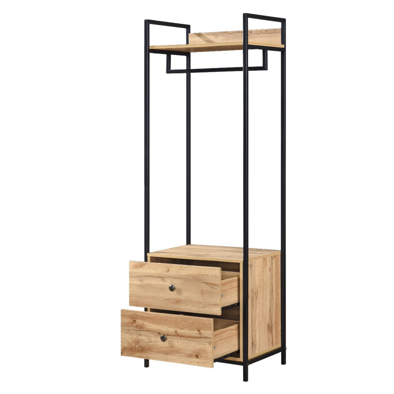 Alva Open Wardrobe with 2 Drawers, Oak