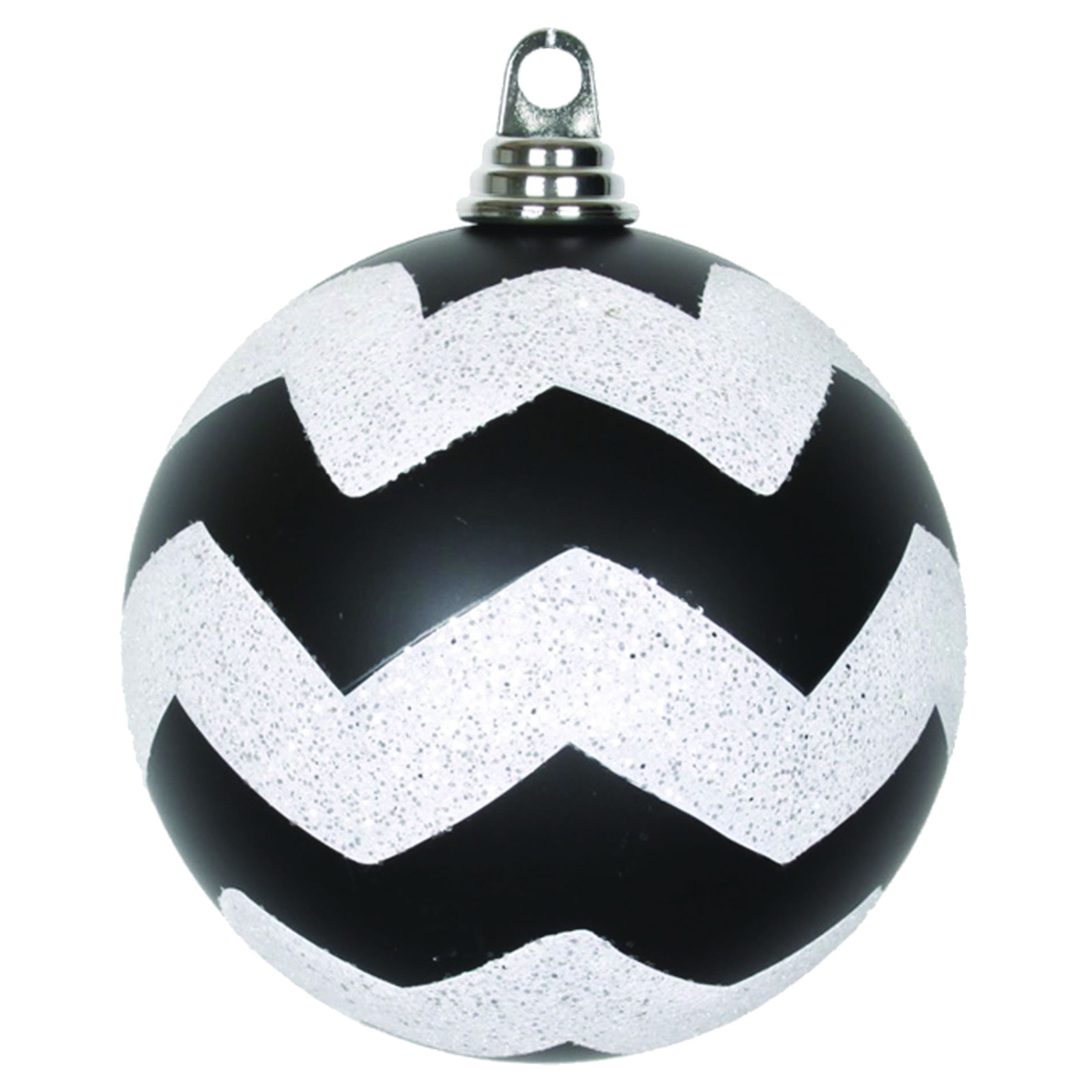 Shatterproof Bauble, 6" H x 6" W x 6" D, Black Matte/White