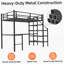 Lit mezzanine avec bureau intégré en forme de L, grands compartiments de rangement, structure robuste avec escalier, garde-corps continu pour une utilisation peu encombrante et silencieuse-497909700