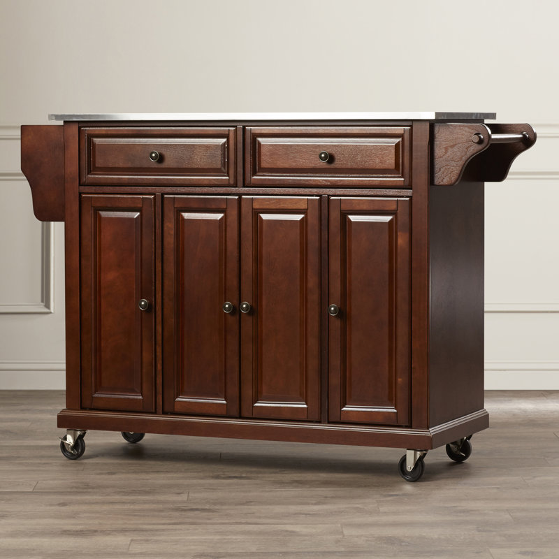 Haslingden Kitchen Island, Vintage Mahogany/Antique Brass