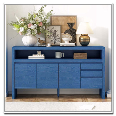 Modern 60" Sideboard with 3 Drawers, 3 Doors, and Ash Veneer Finish