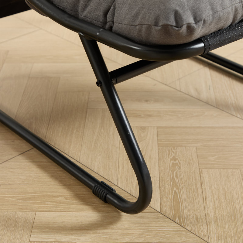 Patio Outdoor Lounge Chair with Ottoman, Comfy Sling Recliner Chair with Puffy Cushion and Foot Stool, Ideal for Living Room, Bedroom, Reading Room