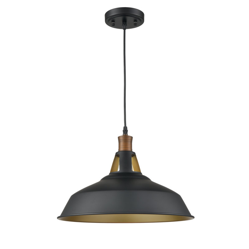 Glenover 1 - Light Pendant, Black/Brass, 9.84'' H X 15.35'' W X 15.35'' D