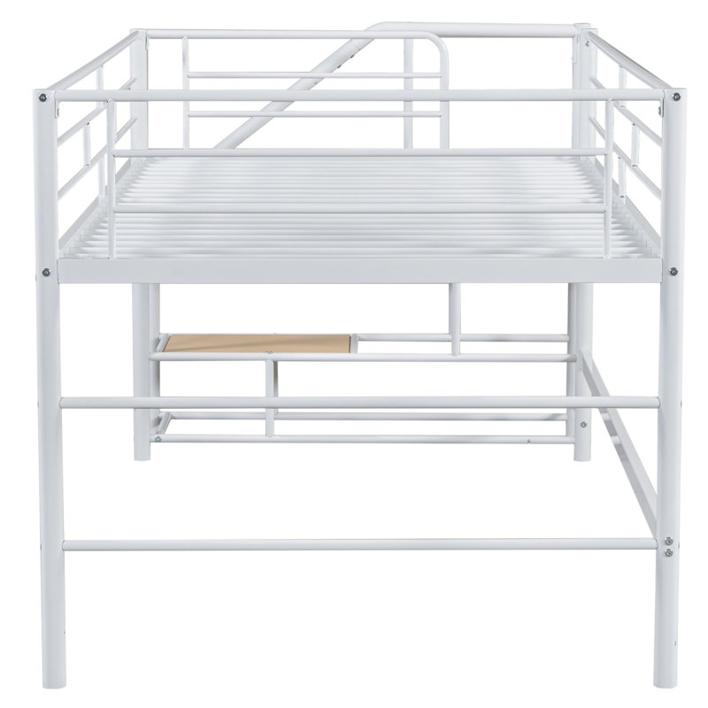 Lit mezzanine moyen avec escalier de rangement, simple, blanc, Blanc