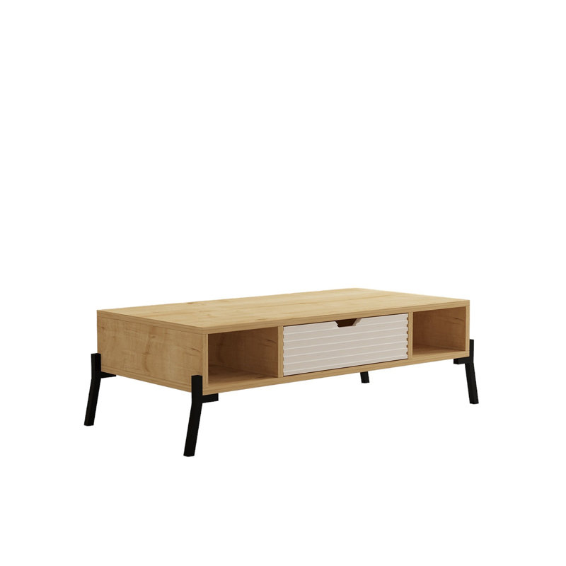 Table basse avec rangement Flara, Brun / blanc