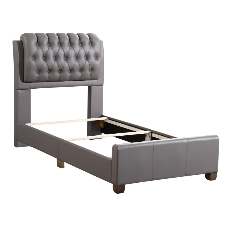 Lit tapissier Champetre, Simple, Light Grey