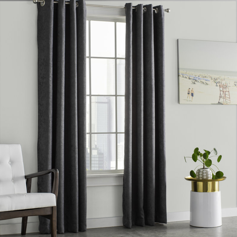 Phillipa Thermal Room Darkening Curtain, Grey, 52" W x 108" L