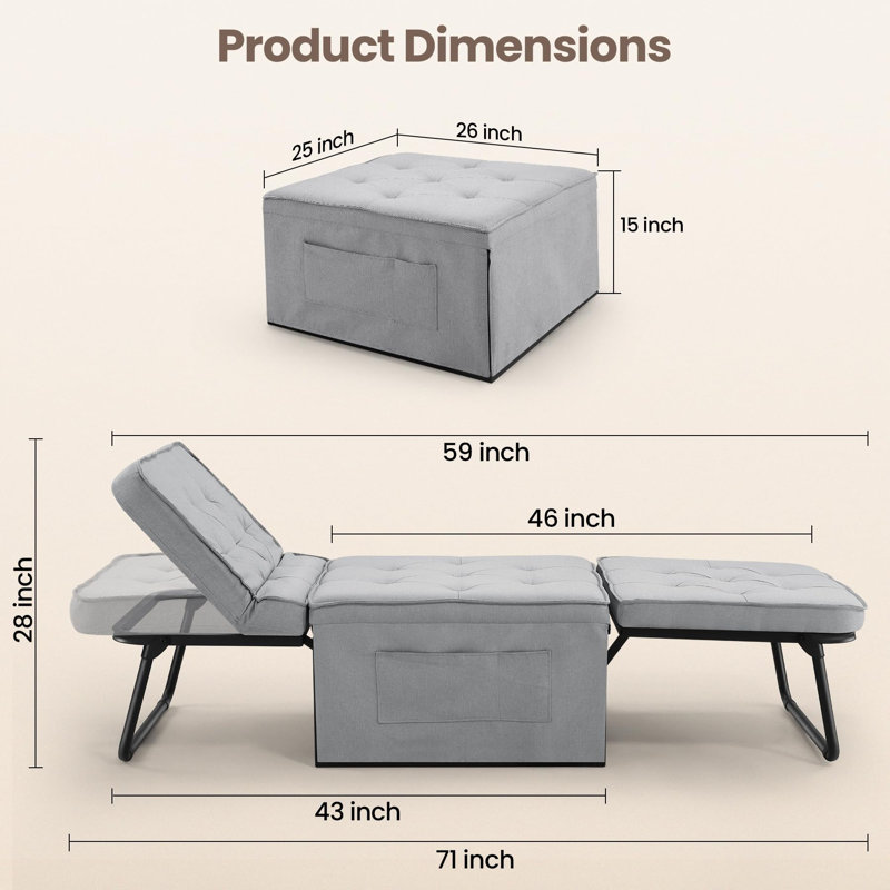 4 In 1 Multi-Function Sleeper Sofa, Cream