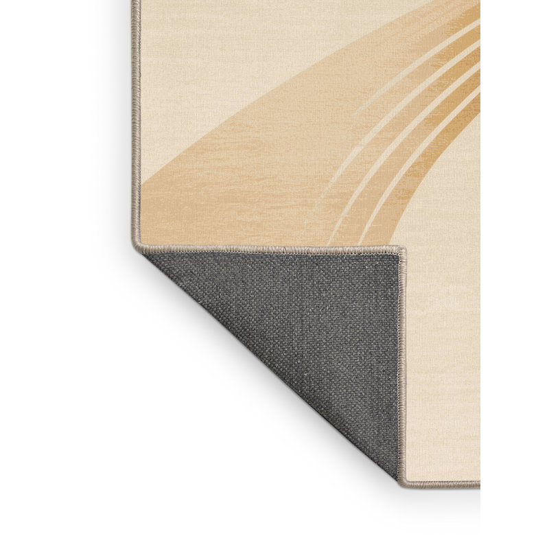 Soft Plush Dunmire Shinobi Clan Symbol Minimalist Area Rug in Beige – Beige Binding, 8x12