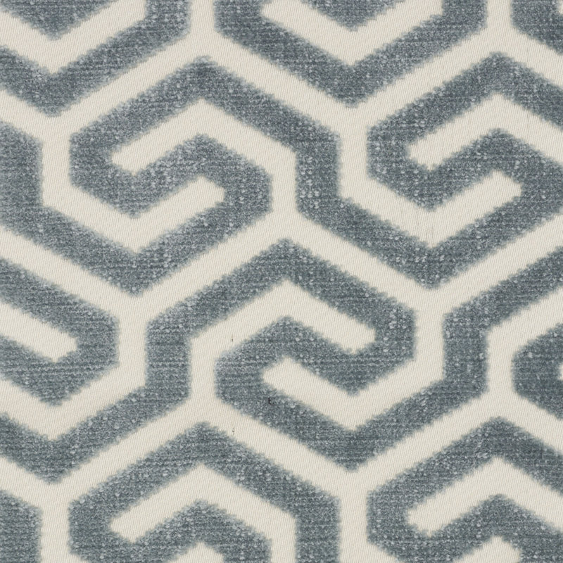Ming Fret Velvet Fabric, Mineral
