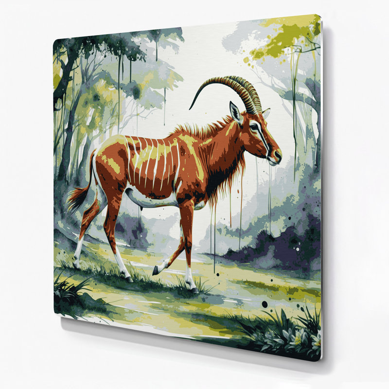 Faune bongo, art mural en métal beige, H 32 po x l 32 po