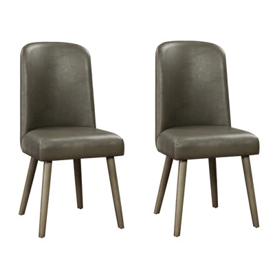 2 chaises d'appoint rembourrées grises pour la salle à manger - Design rectangulaire élégant et confortable en similicuir de 2 au look moderne
