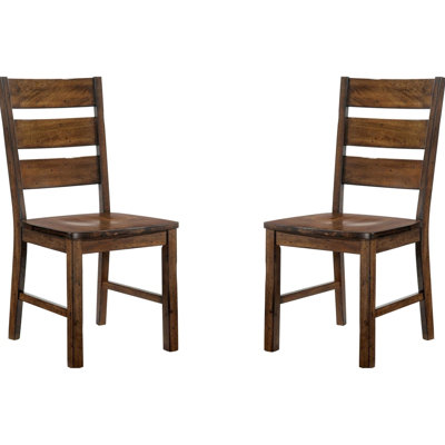 Chaises de salle à manger industrielles en bois massif, de couleur noyer, avec dossier à lattes, type noyer