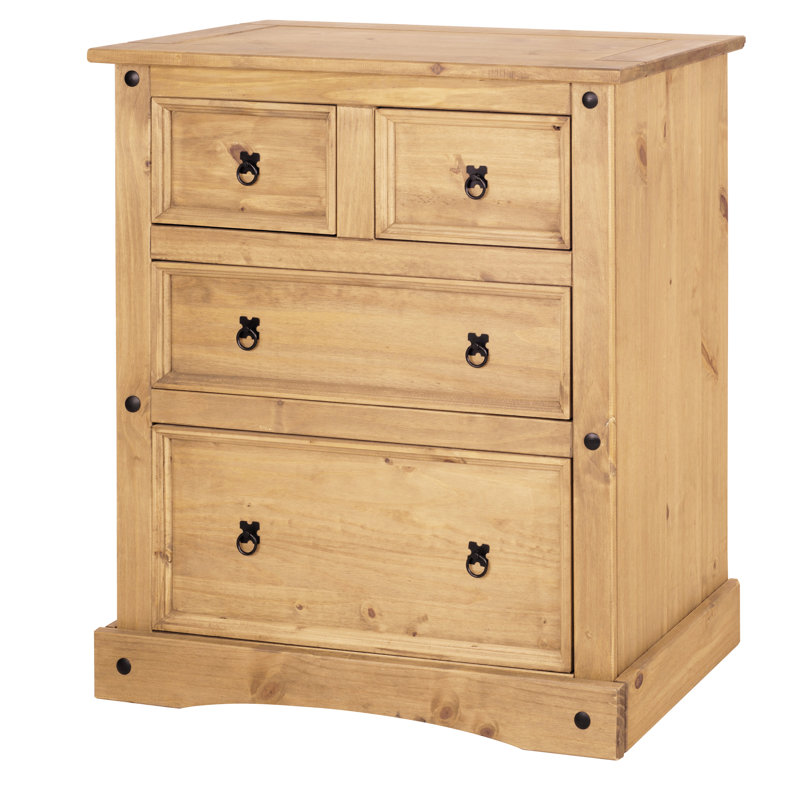 Margarett Solid Wood 82cm W 4 - Drawer Chest of Drawers