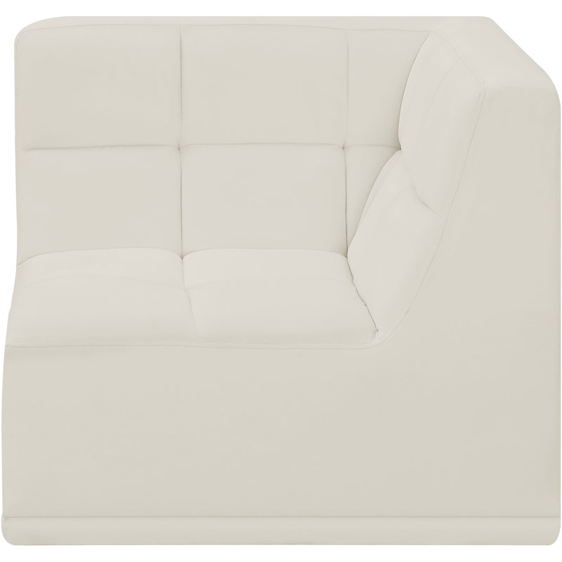 Fauteuil en velours capitonné l 34 po, Velours crème