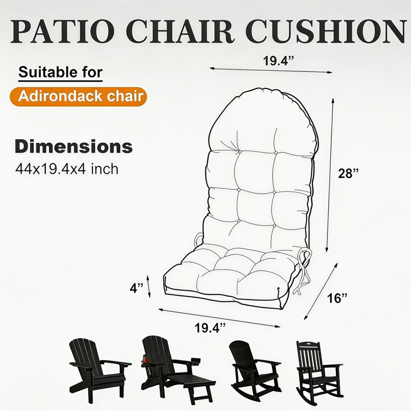 Coussin Adirondack antidérapant avec attaches, Beige