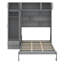 Élégant grand lit mural avec armoire supérieure, système d'étagères et garde-robe intégré-398337346