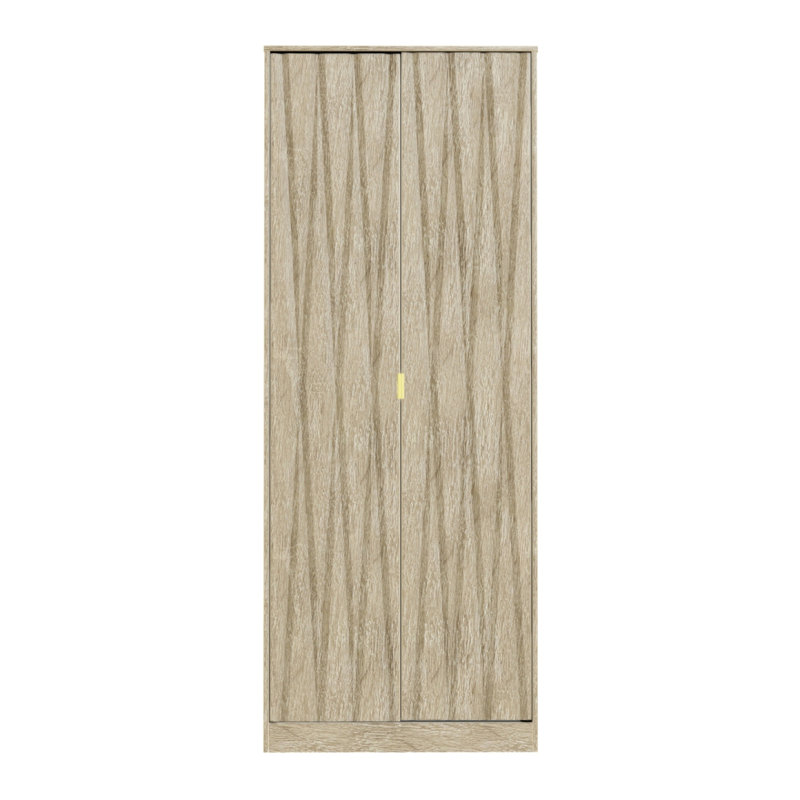 Fully Assembled Fellgren Diamond 2 Door Wardrobe, Light OakWood Veneer