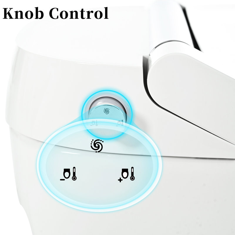 Elongated Smart Toilet With 4-Level Temp Control & Water Flush Modern Ceramic Foot Infrared Sensor 360 Waterproof Design