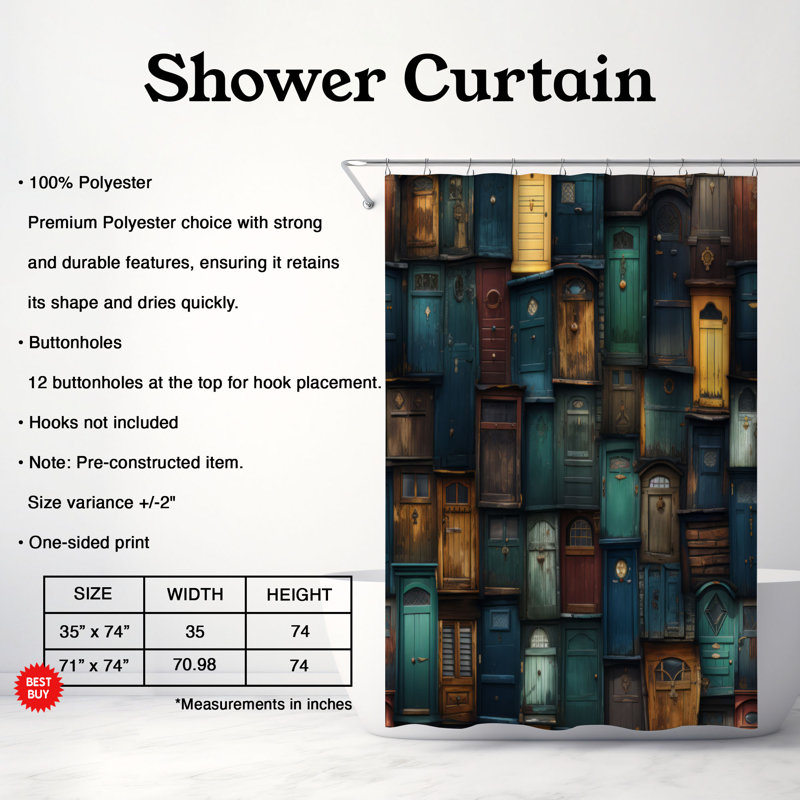 Rideau de douche Alaila, H 74 po x l 71 po