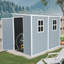 Remise de rangement extérieure 4 x 8 pi avec remise en résine de plancher à deux fenêtres, portes imperméables et verrouillables pour patio, cour, pelouse - Gris-118167223-118167221