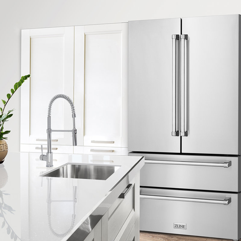 ZLINE 36" 22.5 cu. ft 4-Door French Door Refrigerator with Ice Maker, Stainless Steel