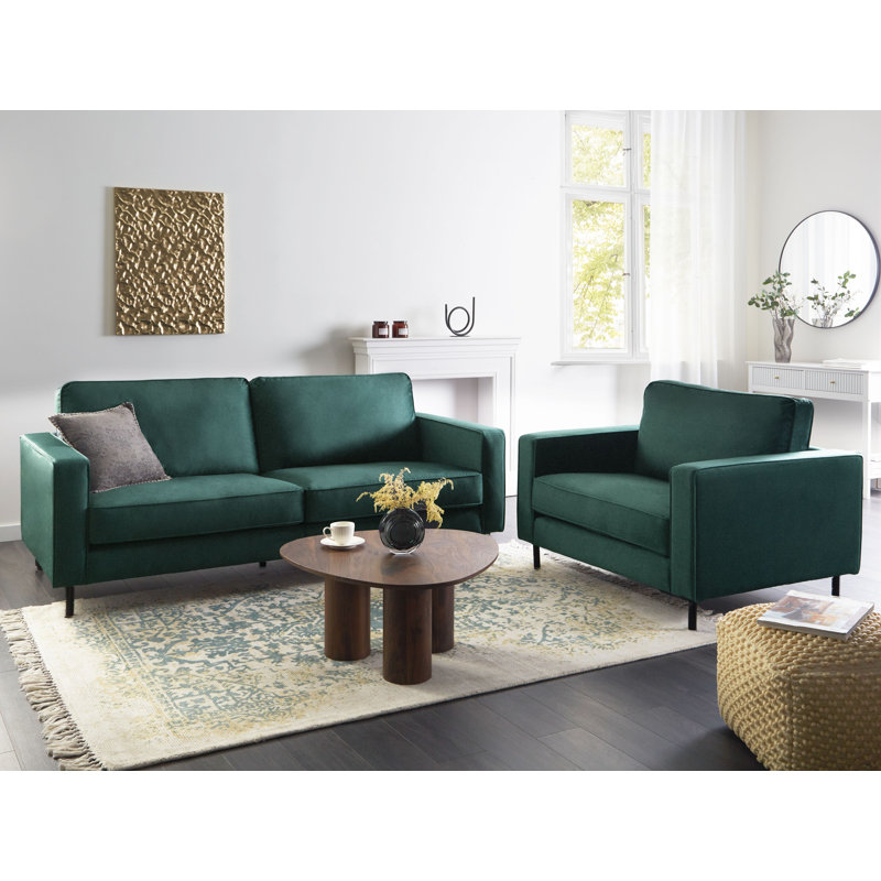 Boucle Living Room Set Telluride, Green Velvet