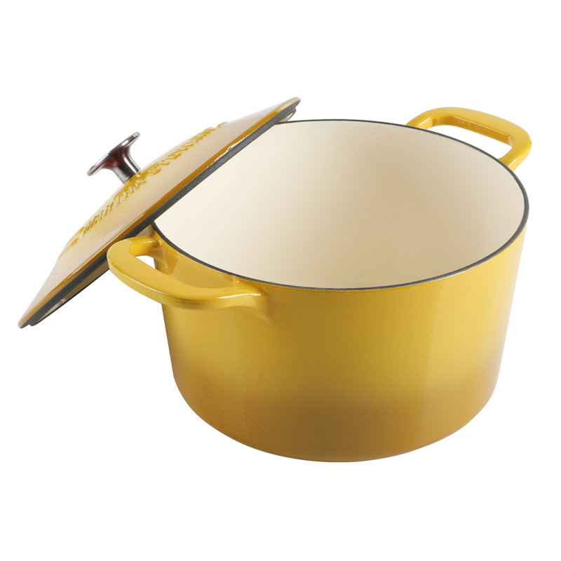 Martha Stewart Gatwick 7 qt. Cast Iron Round Dutch Oven with Lid, Yellow