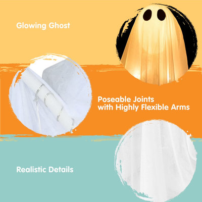 2 Pcs 35.5” Halloween Light-up Hanging Ghosts
