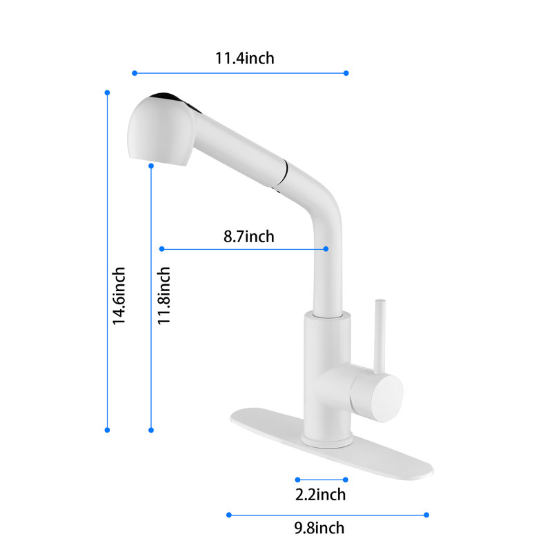 SMARTLET Pull Out Kitchen Faucet, White