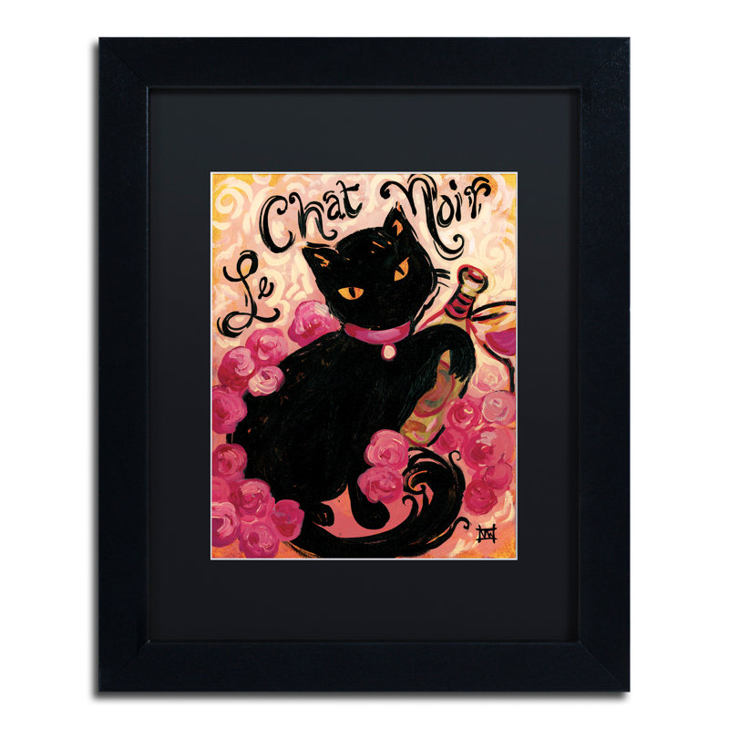« le chat noir », reproduction d’art encadrée, H 14 po x l 11 po x P 0,5 po, Noir
